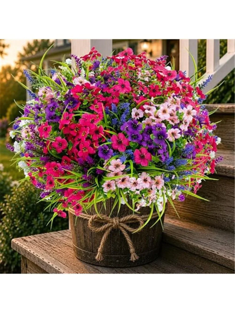 Artificial Outdoor Flowers UV Resistant Faux Plants Porch Garden Decor 16PCS